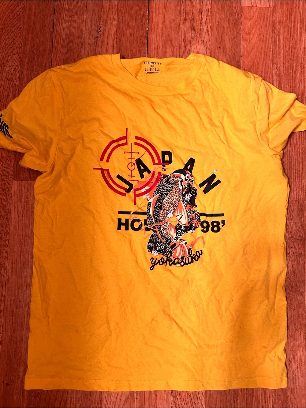 Forever 21 Men’s Yellow Graphic Koi Short Sleeve Tee